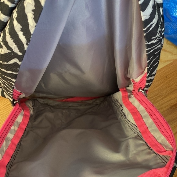 Jansport Zebra Print Large Back Pack Book bag Womens Pink compartments school - Picture 6 of 12